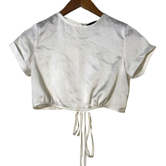 Lioness Tongue Tied Crop Top White Sheen Short Sleeve Small - Picture 3 of 8